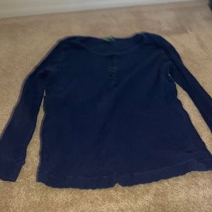 Lauren Ralph Lauren Ribbed Navy Long Sleeve Shirt 1X